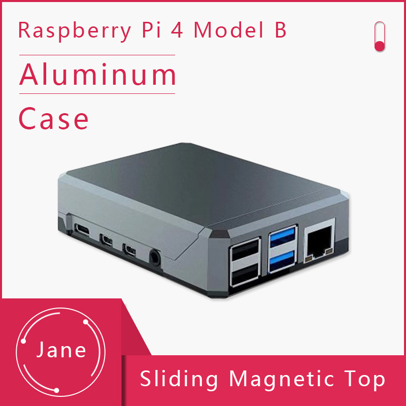 Argon neo raspberry  pi 4 etui minimalistisk slankt aluminium kabinet passiv køling robust, men bærbar glidende magnetisk top