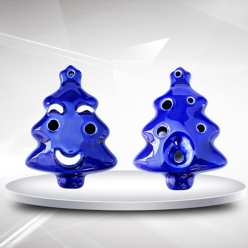 Ocarina 6 otwór kartonowa choinka bożonarodzeniowa porcelany flet dzieci początkujący instrument muzyczny: niebieski