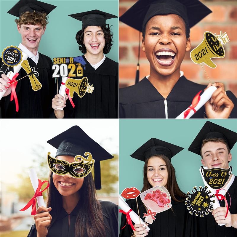 21pcs Graduation Photo Props Handheld Photo Booth Props for College Students Middle School