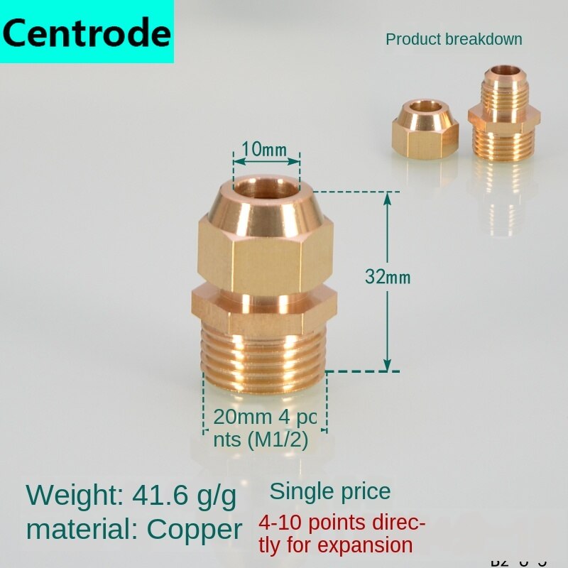 Pipe Fittings Outer wire flaring direct copper pipe expansion 1/8IN 1/4IN 3/8IN 1/2IN expansion 6/8/10/12/14/16mm pipe joint: 4 x 10mm