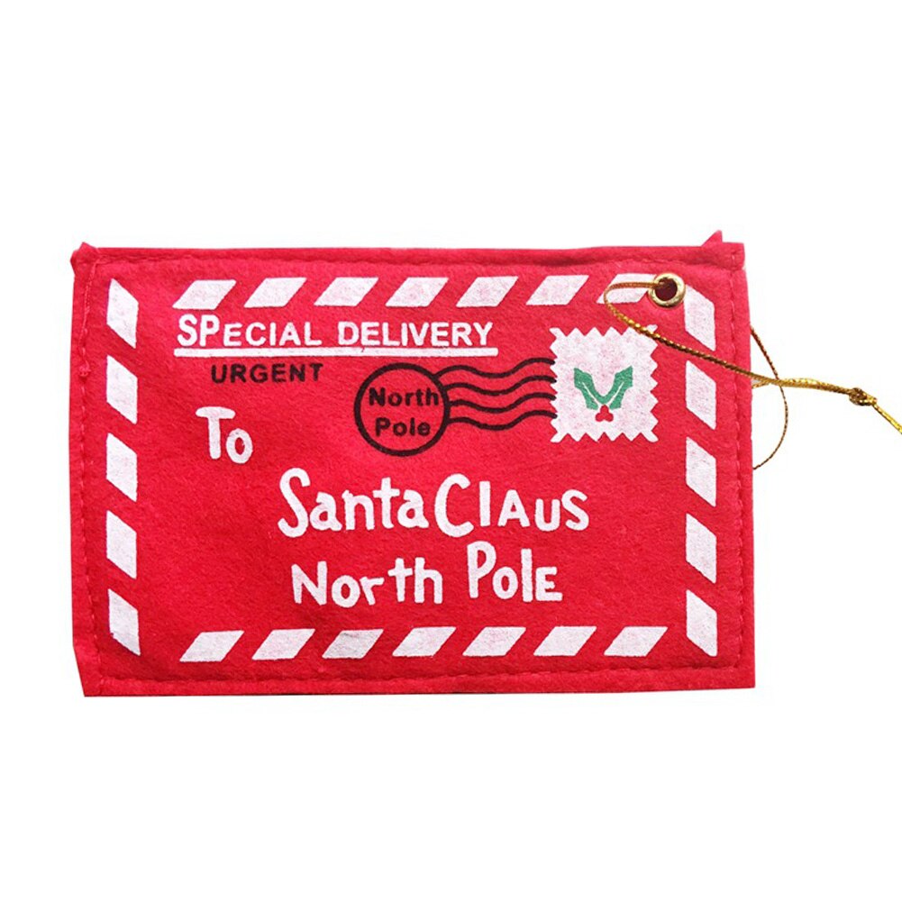 10pcs Christmas Santa Claus Wishing Letter Envelope Hanging Decor Christmas Tree Cards Candy Bags For Party