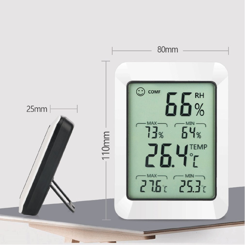 Multifunction Digital Thermometer Hygrometer Automatic Electronic Temperature Humidity Monitor with Large LCD Screen