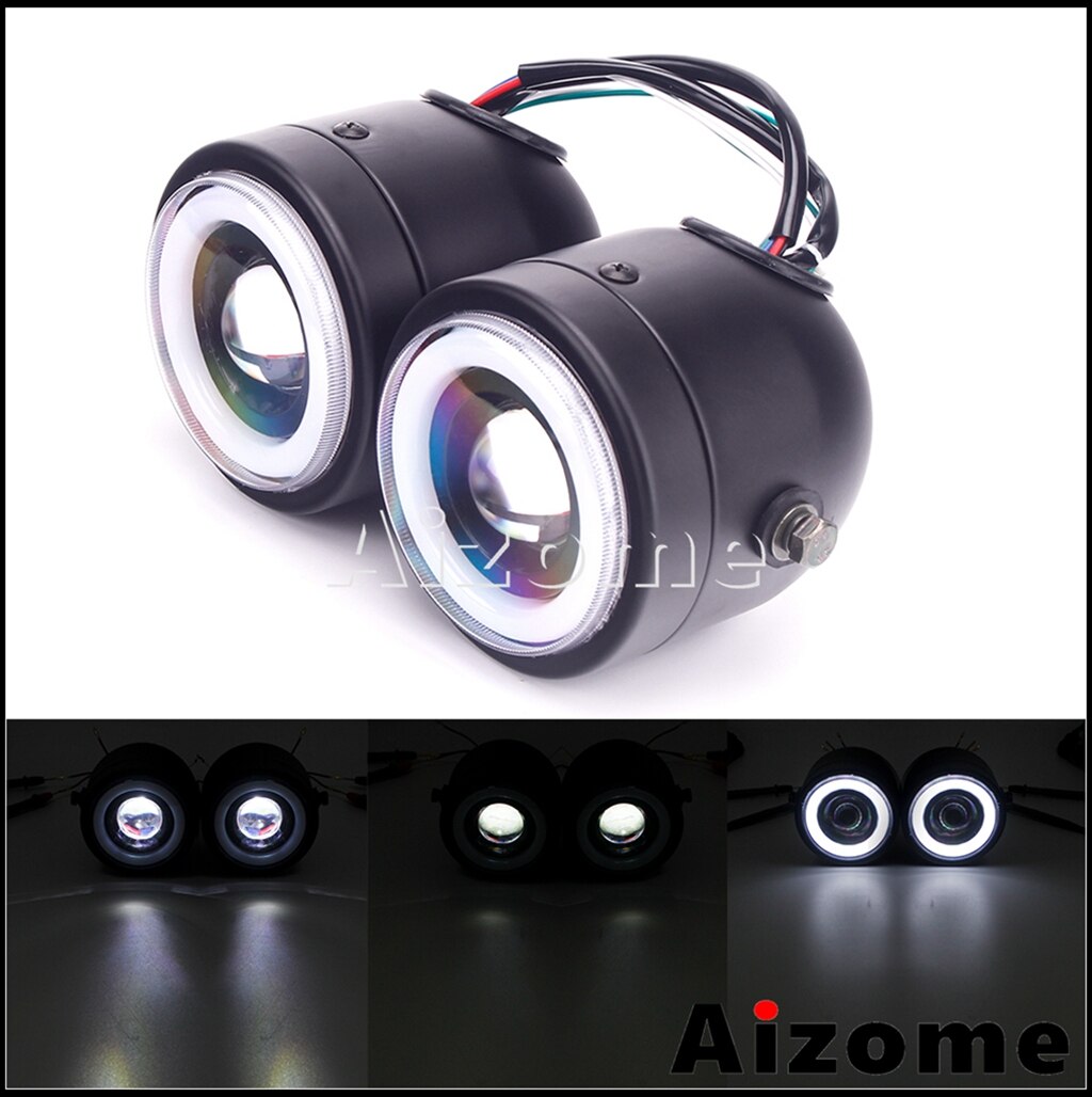 Universal motorcykel cafe racer dobbelt forlygte led forlygte dobbelt forlygter til harley softail 1986-13 fat boy flstf bobber: 1 par hvid