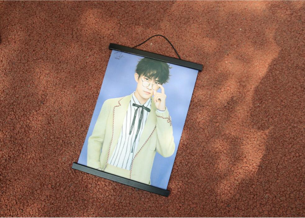 3pc Magnetic DIY Poster Frame Solid Wood Hanging Scroll Decorative Painting Rod Photo Hangers: 3pc Black / 21CM