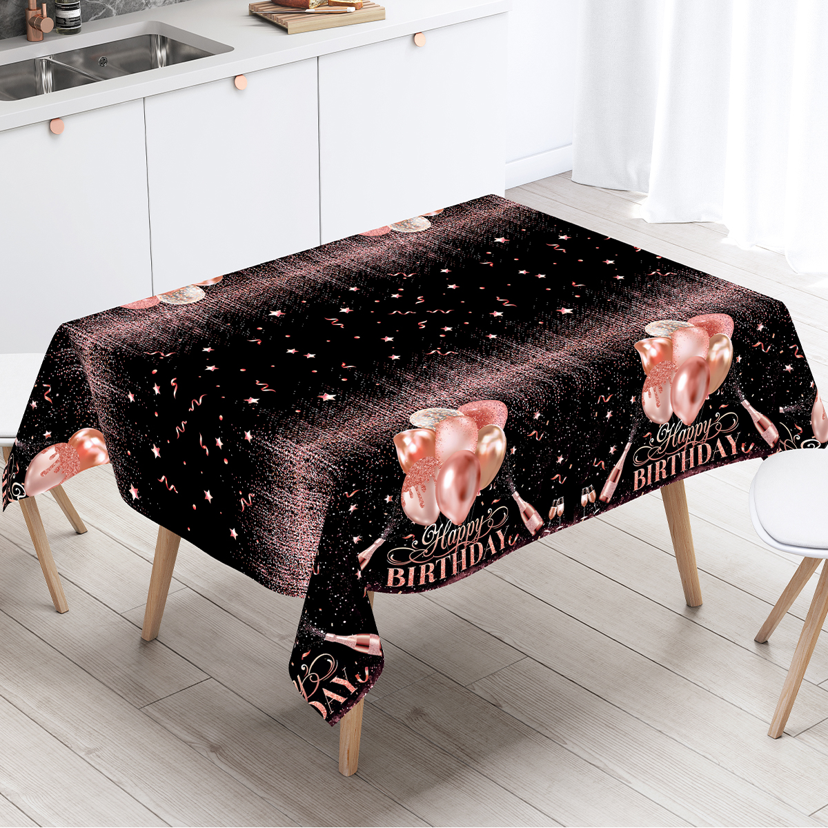 220x130cm Black Gold Rose Gold Disposable Tablecloth Birthday Party Decor for Men Women Years Old Table Cover Party Supplies