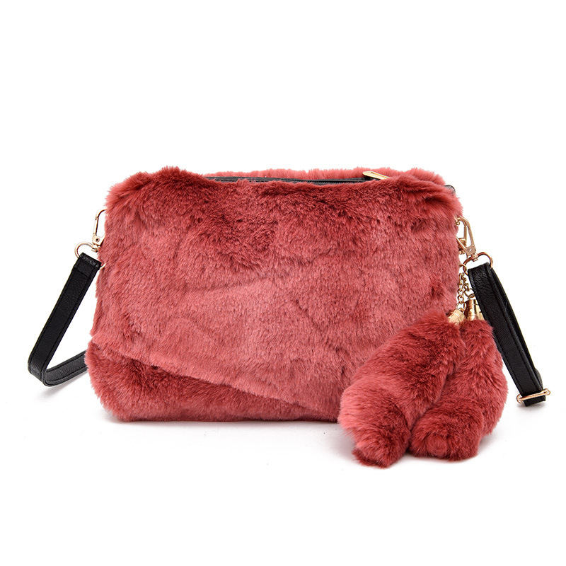 Weiche Warme Pelz Tasche Schulter Tasche Weibliche Leopard Weiblichen Beutel Große Plüsch Winter Handtasche Winter Umhängetasche