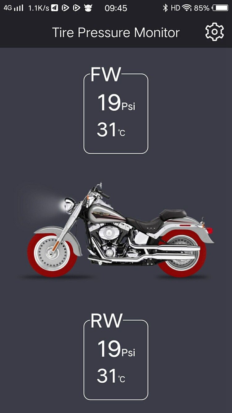 Sistema de monitoramento pressão dos pneus da motocicleta sensor externo tpms roda segurança sem fio bluetooth moto para ios android app