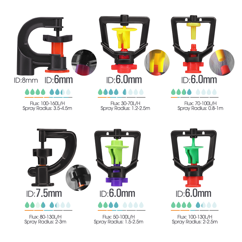 Irrigatori per micro irrigazione da giardino fai-da-te in stile 24 mini spruzzatori per sistema di irrigazione per prato agricolo rifrazione ugello rotante automatico