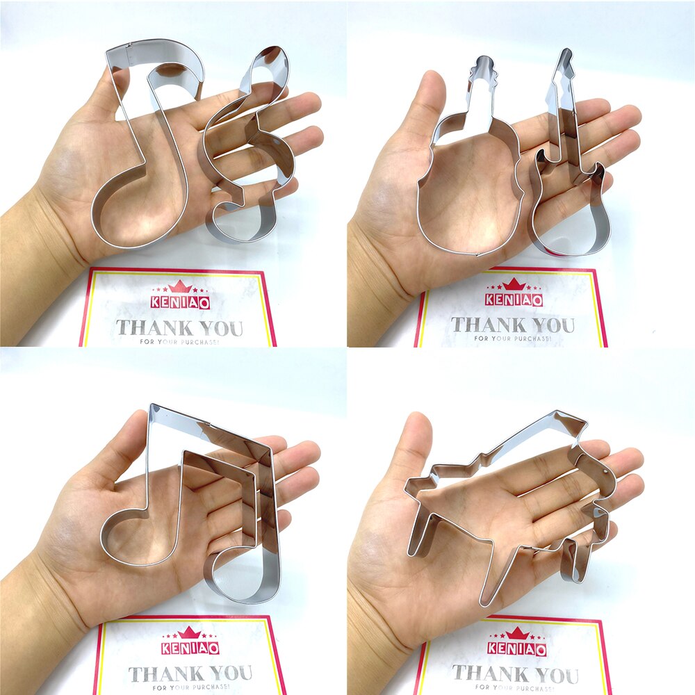 KENIAO muzyka zestaw robić cięcia ciasteczek-6 sztuka-skrzypce, fortepian, gitara elektryczna, nuta herbatniki foremki robić masy cukrowej-ze stali nierdzewnej