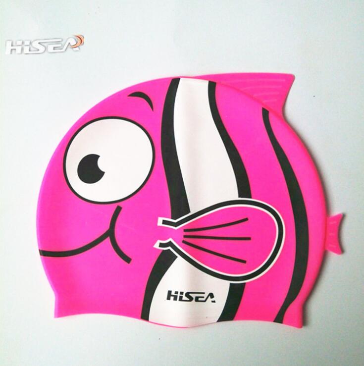 Kind silicagel badmuts ultra elastische waterdichte voor vis cartoon badmuts mannelijke hoed: Rood