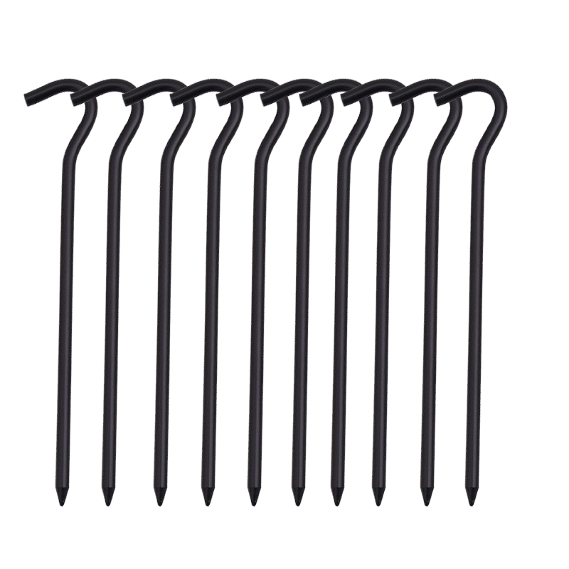 10 pz/set 18 centimetri In Lega di Alluminio Pioli Tenda Con Ganci Pali Da Giardino Chiodo A Terra Per Amaca di Campeggio Guyline Tenda Baldacchino Flysheet: Black