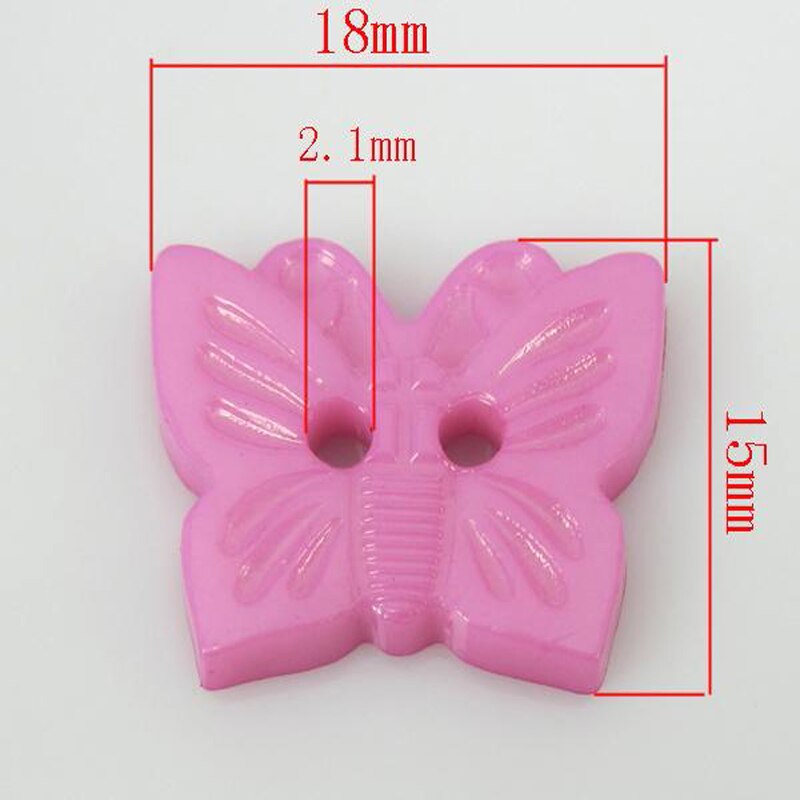 50 stuks vlindervormige nylon knopen in gemengde kleuren, geschikt voor naaien, knutselen en scrapbooken, 18 x 15mm