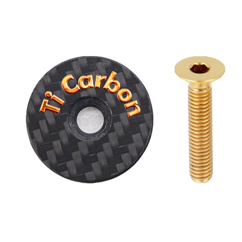 Carbon Bicycle Stem Top Cap with Screw For od2 31.8mm-28.6mm 1 1/8" Steerer Fork Tube Headset Cap Cover: Rose Gold Ti