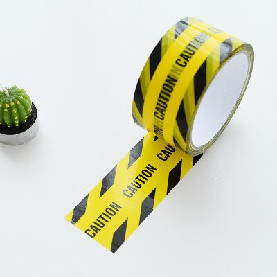 1 Roll Warning Tape Yellow BlackStripe Barricade Caution Work Safety Adhesive Tapes DIY Sticker For Mall Store Factory 48mm*25m