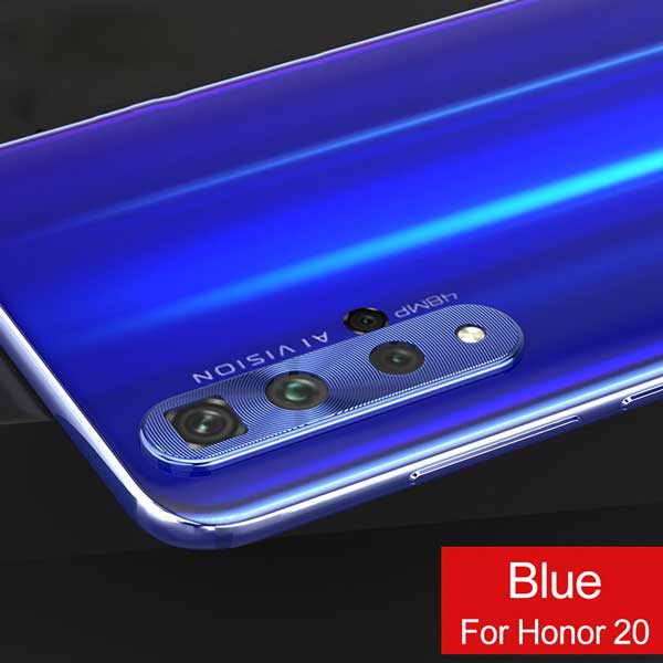 Funda protectora de cámara para Honor 20 funda para Huawei Honor 20 Pro 20i Magic 2 Nova 4 4E 3i 3E 3 funda de Metal para lente de teléfono: For Honor 20i / Blue