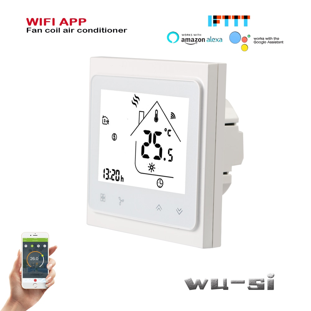 Wifi termostat -2p køling / opvarmning, arbejde med google assistent ,95-240 vac 24v valgfri