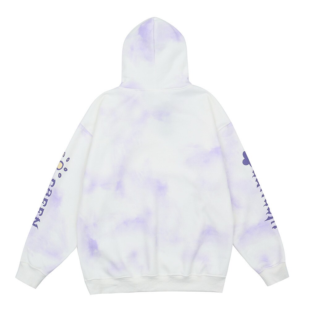 UNCLEDONJM Tie Dyed Bear Fleece Hoodie Sweatshirt Men Harajuku Streetwear Hooded Pullover Cotton Autumn Loose Hoodie GRE-HM1095