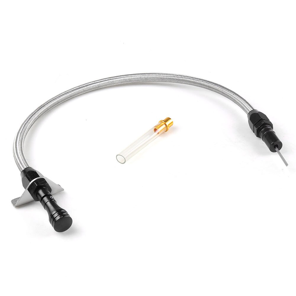 For GM Chevy Flexible Stainless Transmission Dipstick TH350 TH400 Turbo SBC BBC: black