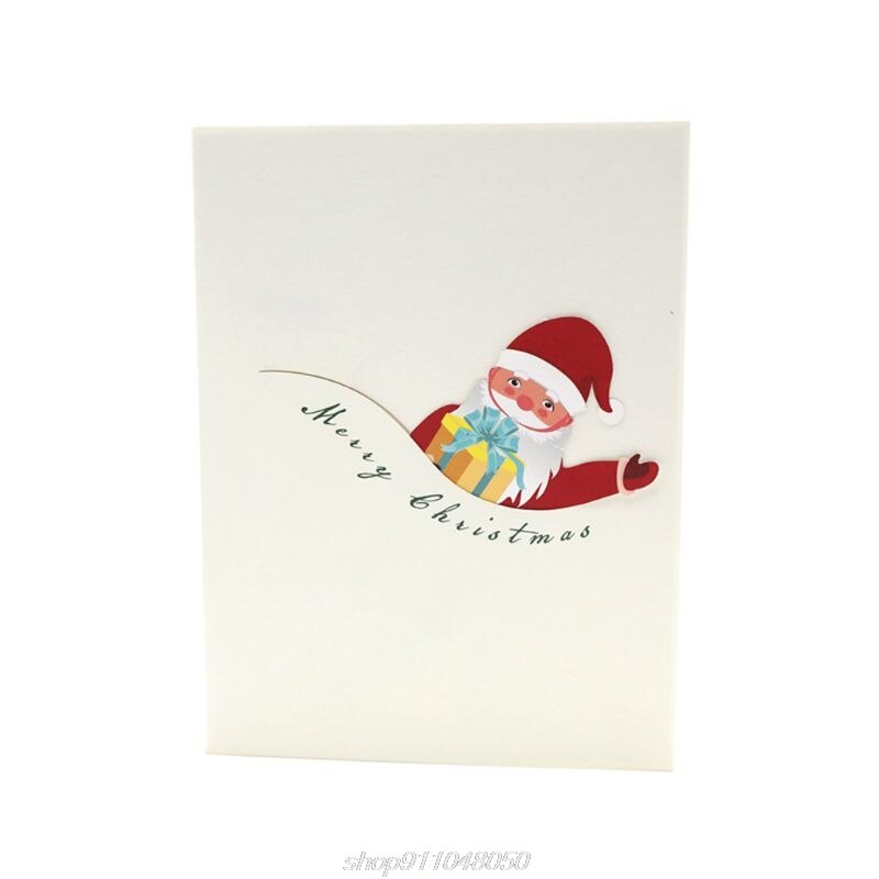 3D Muzyka pop w górę święty mikołaj kartki z życzeniami pocztówki zaproszenia z kopertą na prezenty dla dzieci N19 20 Dropshipping