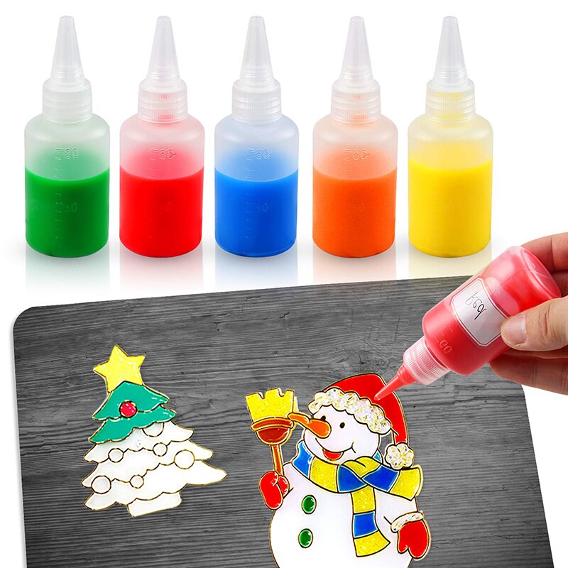 16Pcs Plastic Small Squeeze Bottles Clear Empty Squirt Bottles for Paint Art Crafts, 2 Ounce