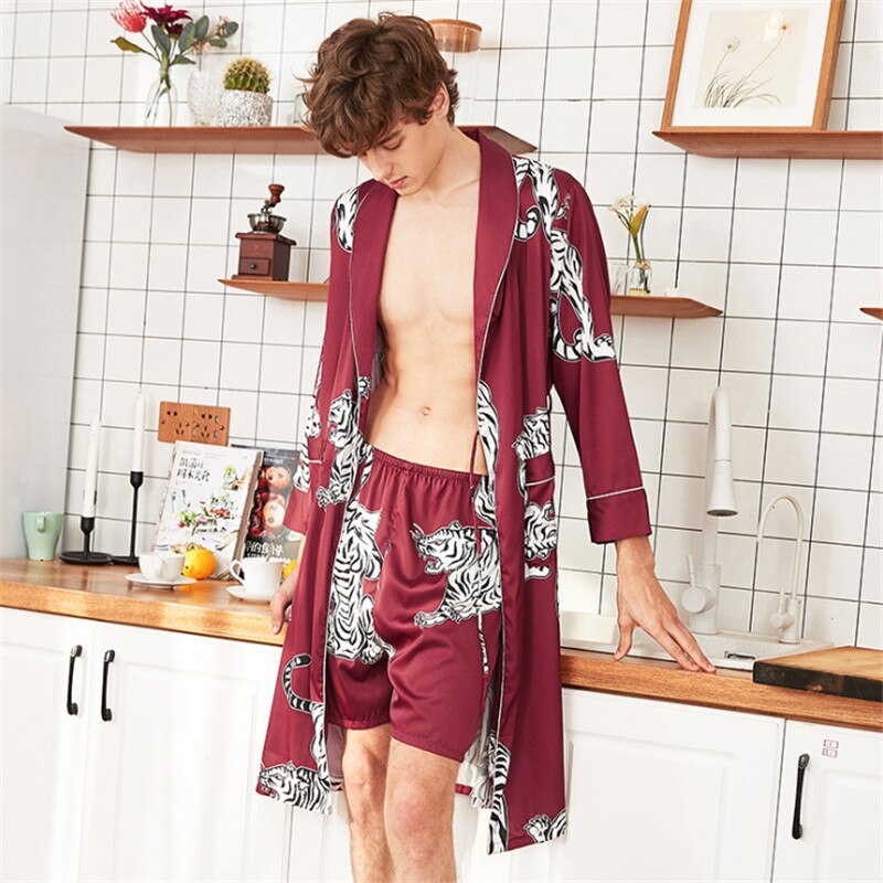 die Seide Pyjama HERREN Zwei Stück Heimat Tragen Sommer Eis Seide kurze Hose Pyjama Nachthemd Schlafanzug einstellen