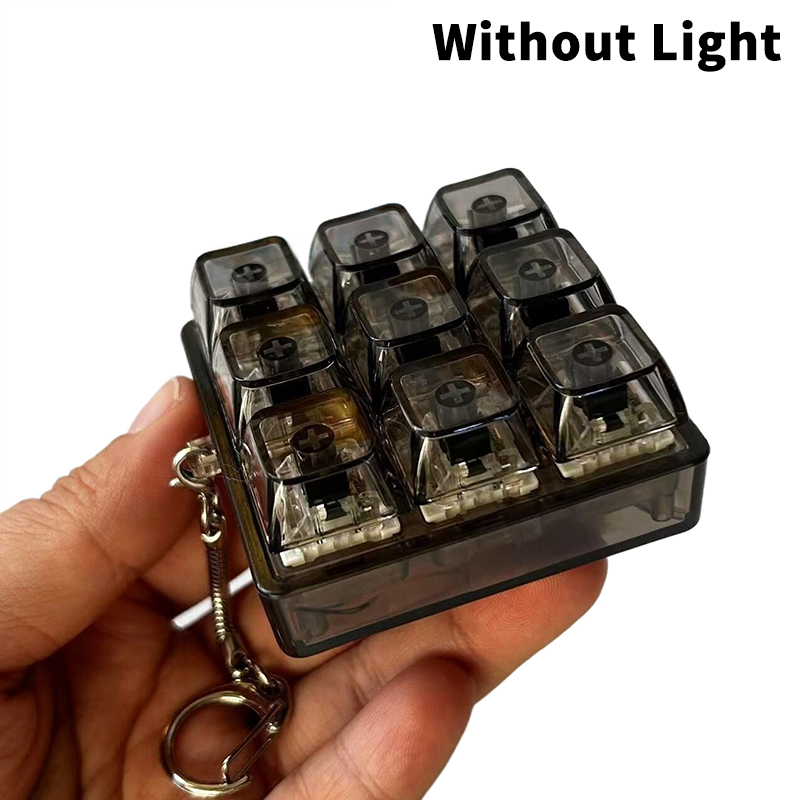 4/9 Toetsen Mechanische Toetsenbord As Tester LED Toetsenbord Sleutel Speelgoed Stress DIY Knop Keycap Fidget Sleutelhanger Speelgoed: Blauw