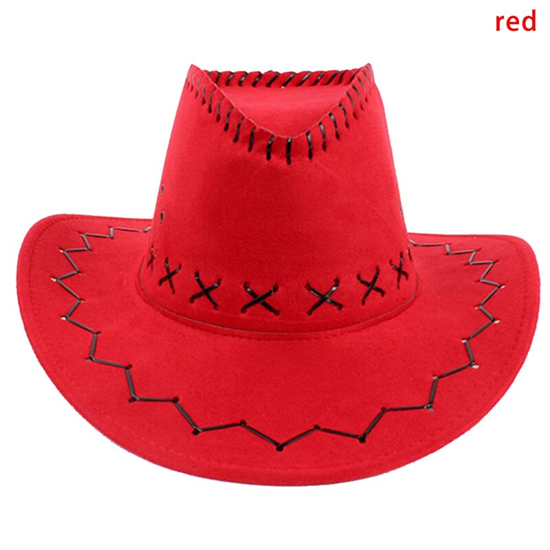 1pc Unisex Adult West Cowboy Solid Casual Hat Grassland Sunshade Cap Women Summer Beach Travel Hat Mongolian Hat: Red