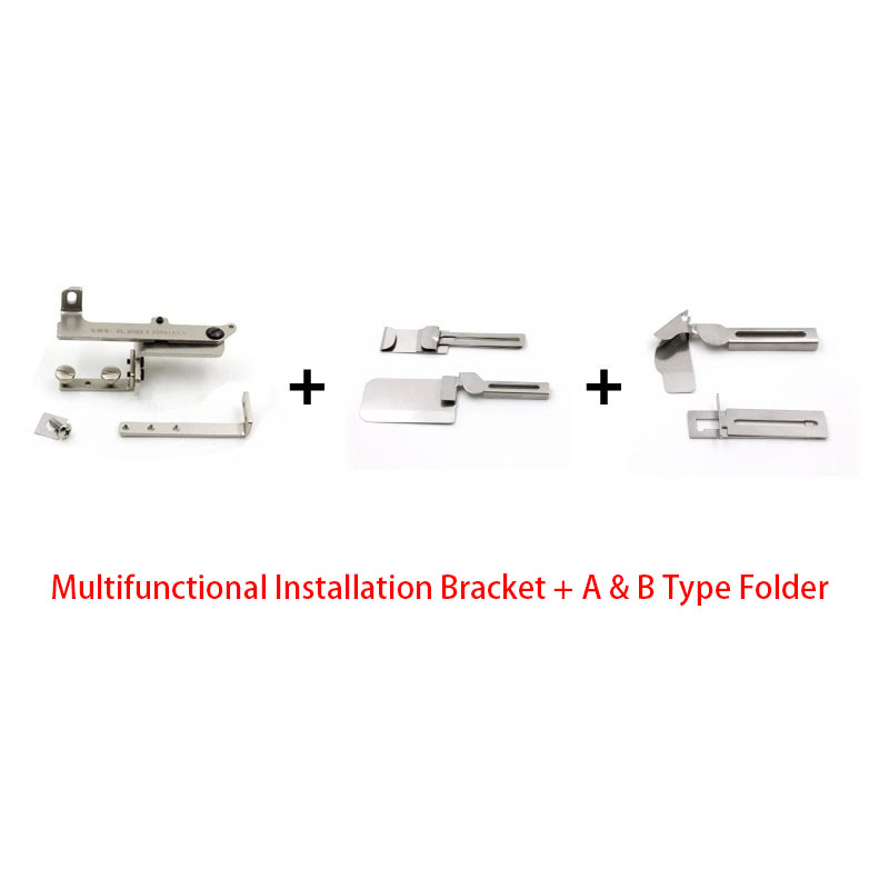 Multifunktionsmåler/installationsbeslag + sømguide, sømguide, sysæt til industriel overlock-symaskine med antirullefunktion: Mørk khaki