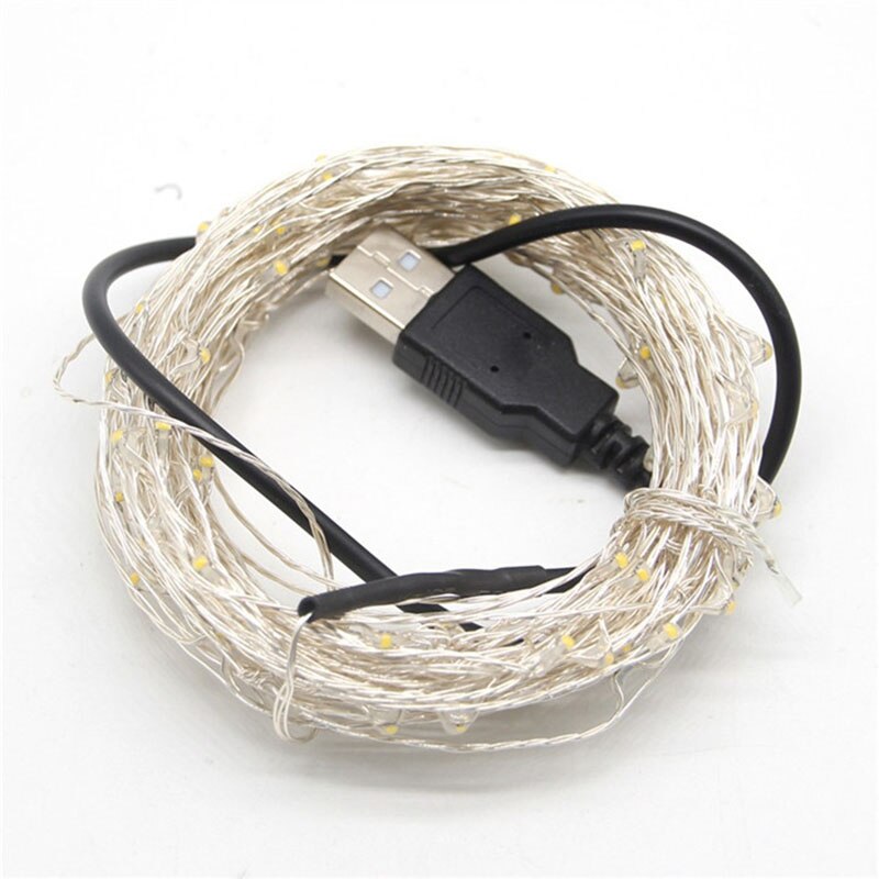 Guirlande lumineuse LED en fil de cuivre, 5M 10M, alimenté par USB, féerique, Festival de noël, mariage, décoration étanche