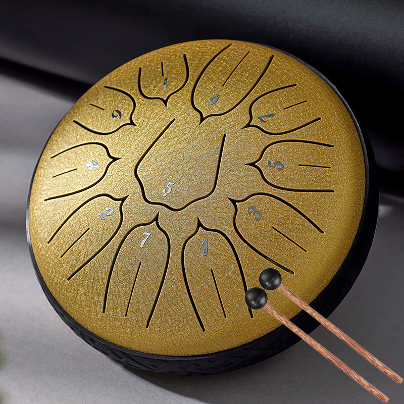 Hluru 6 Inch Steel Tongue Drum 11 Notes Tank Drum D5 Glucophone Handpan Meditation Yoga for Kids