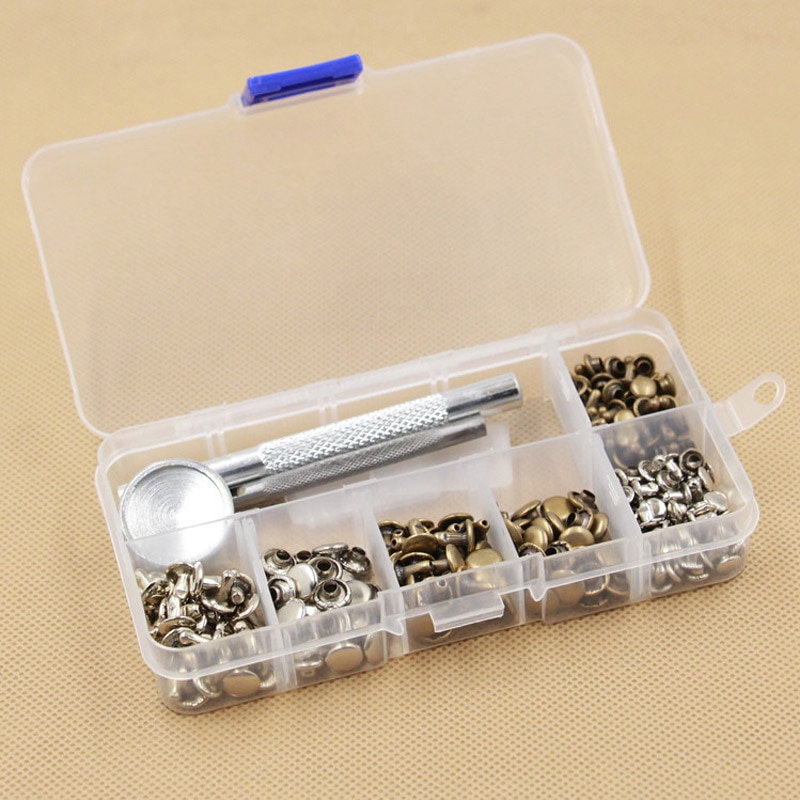 Metal Double Sided DIY Crafts Belts Fixing Tool Kit 120 Set Silver Bronze Rivets Rivets Tubular Leather Repairing