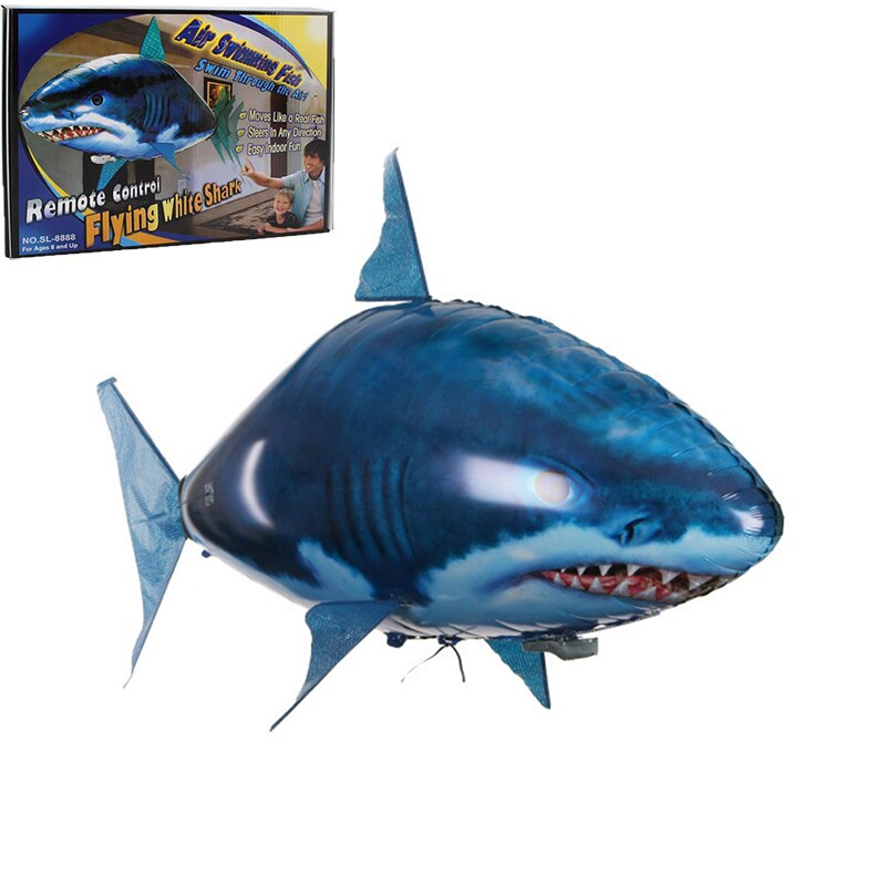 Tubarão de controle remoto, balão de brinquedo dirigível que nada no ar, peixe palhaço para presente, decoração de festa: Shark with box