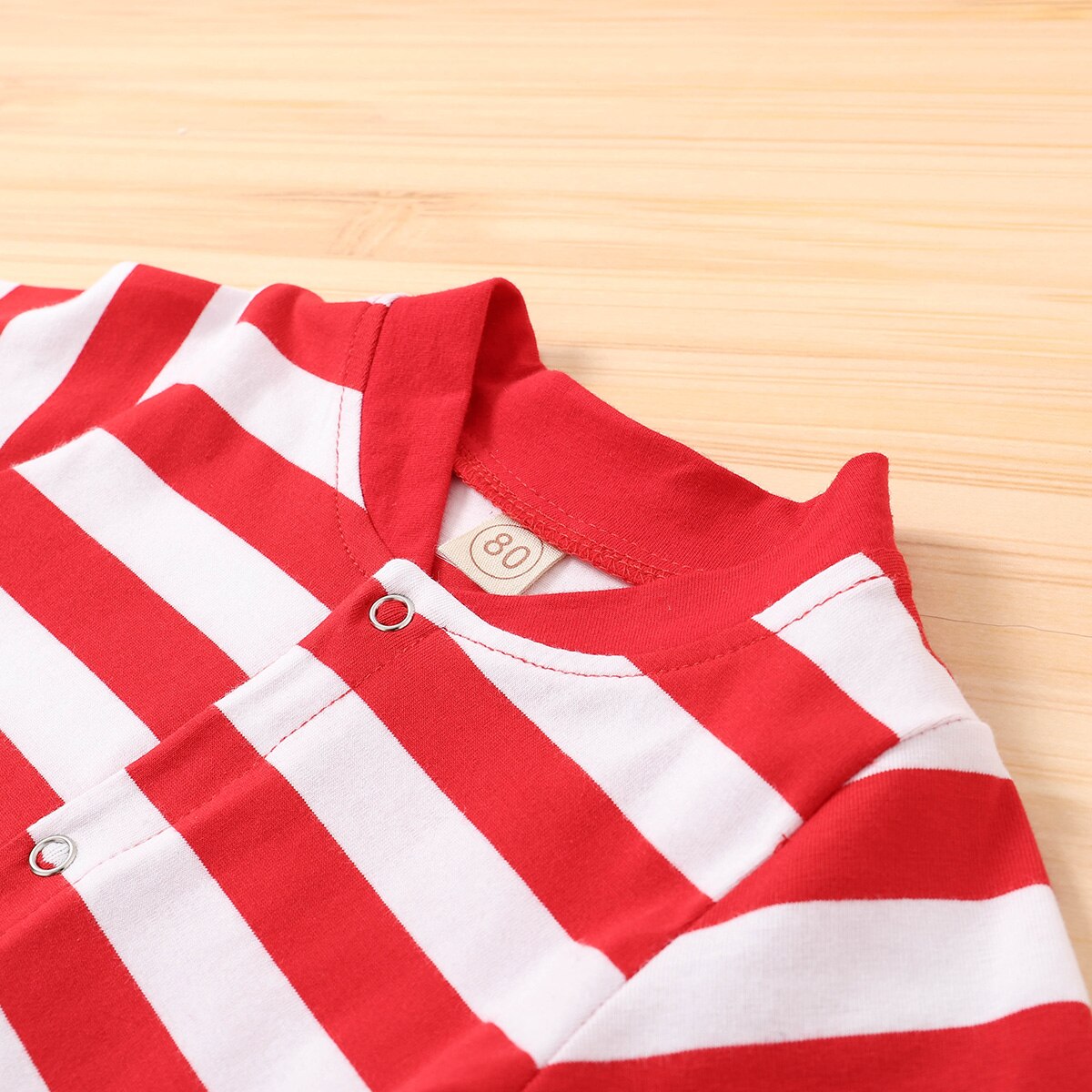 Infant Baby Girls Boys Clothing Long Sleeve Single-breasted Santa Striped Footies Jumpsuits Toddler Christmas Clothes 0-24M