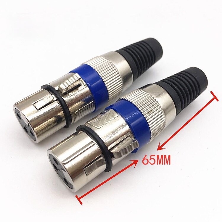 4 stück kurze xlr-stecker (männlich/weiblich), 3 -adrig, ktv-mikrofon-spezifischer anschluss, blauer runder metall-xlr-stecker, xlr-anschluss