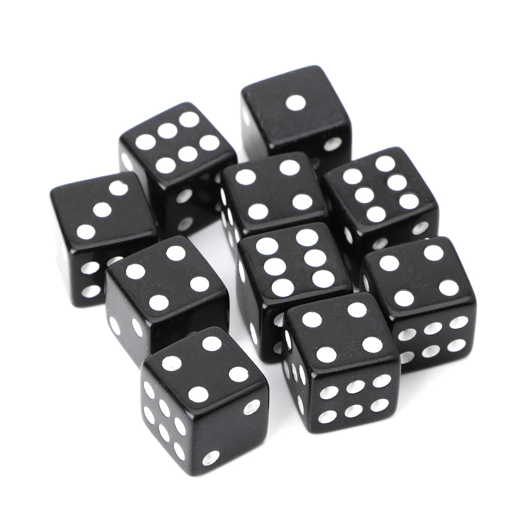 10pcs 15mm Multicolor Acrylic Cube Dice Beads Six Sides Portable Table Games Toy: BK