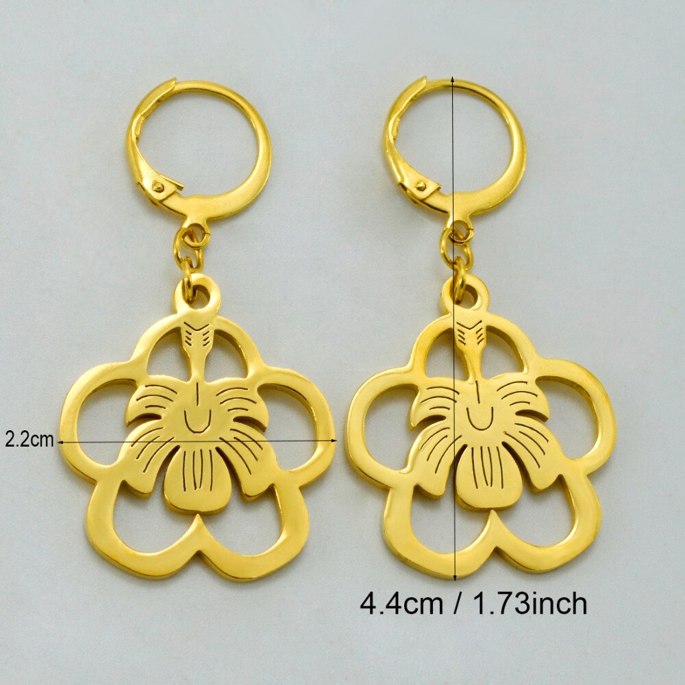 Kiribati Na Moda da Cor do ouro Brincos para Mulheres Meninas Com Flores Coração Forma Água-gota de Metal Presentes de Jóias Árabe # j0413