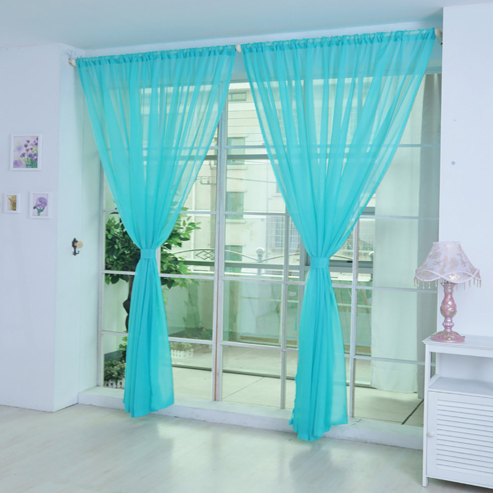 Pure Kleur Tulle Deur Gordijn Europese en Amerikaanse stijl Screening Solid Drape Panel Sheer Tulle Voor Woonkamer/ C