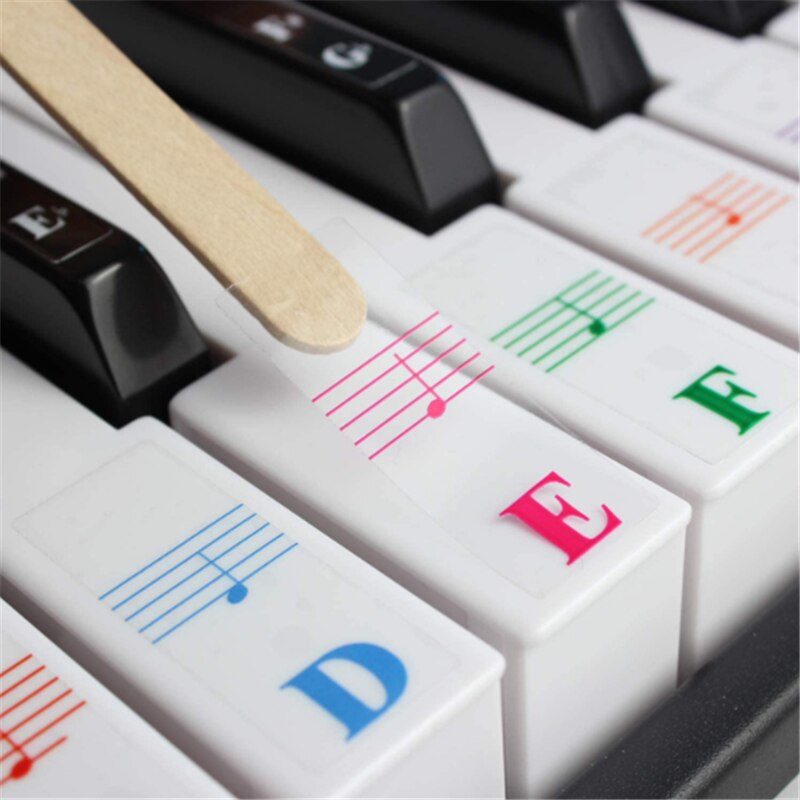 61 touches couleur Piano lettre Notes autocollants clavier main rouleau Piano clavier Transparent autocollants Notation Transparent