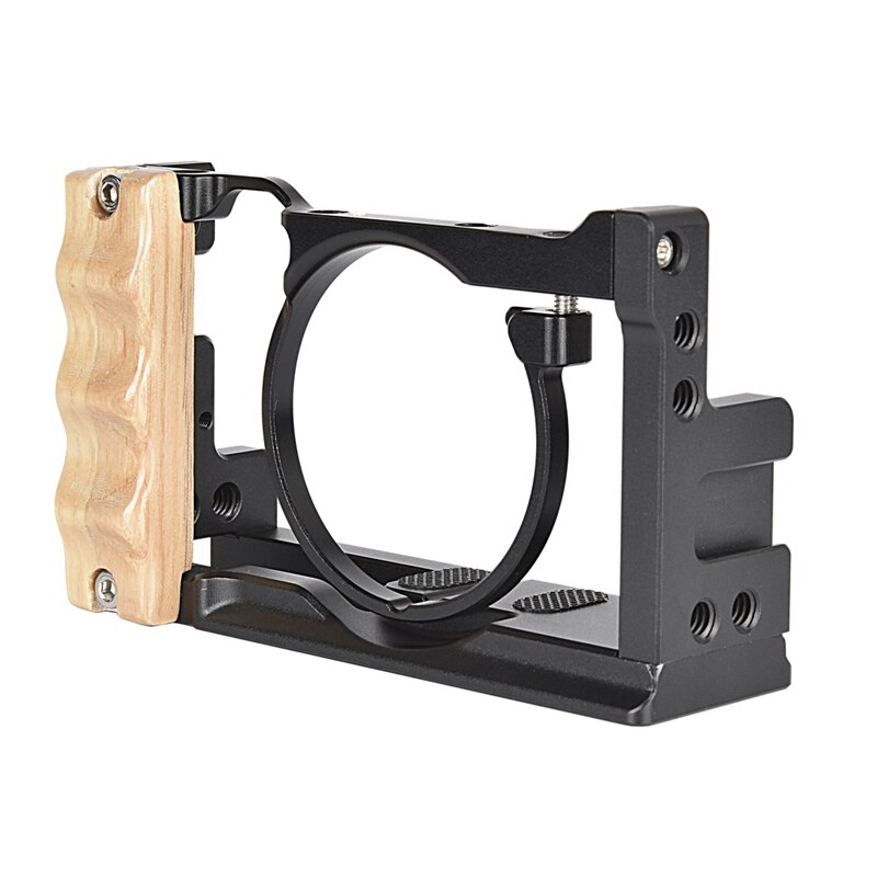 Gabbia fotocamera con Manico in Legno Professionale video Ingranaggio DSLR rig Stabilizzatore Fotocamera per Sony Cyber-sparo dsc-DSC-RX100 VI VII RX100M7