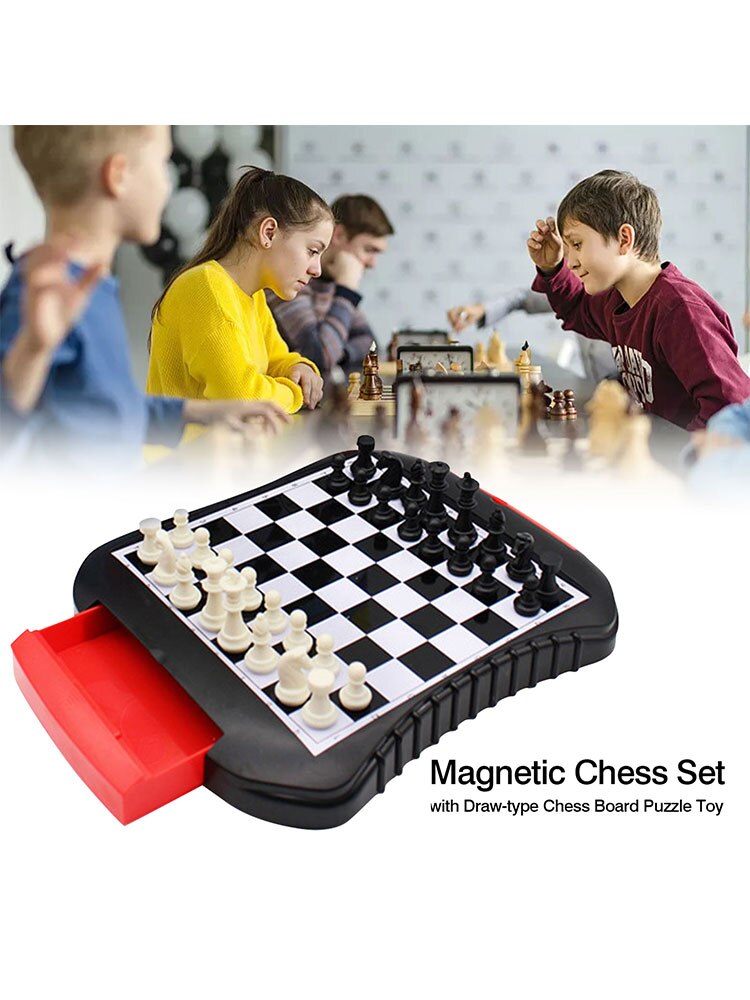 Jeu d'échecs magnétique avec dessin-type échiquier Puzzle jouet échiquier pièces magnétiques divertissement jeux de société famille enfants