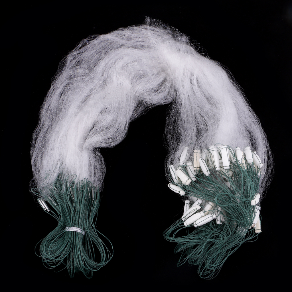 25m Soft Fishing Net With Floating Trap Green White Small Mesh Gill