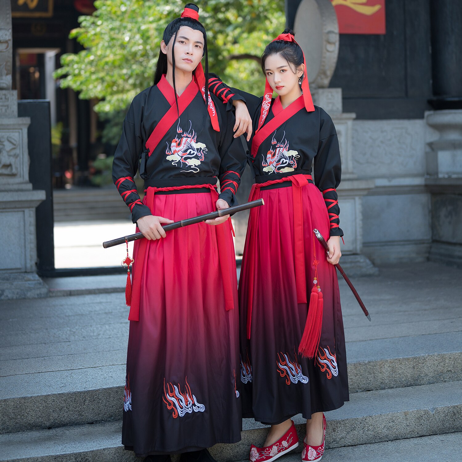 Couples Hanfu Chinese Ancient Traditional Tang Dynasty Costume Adult Festival Outfist Fancy Stage Clothing Women Men DNV12449