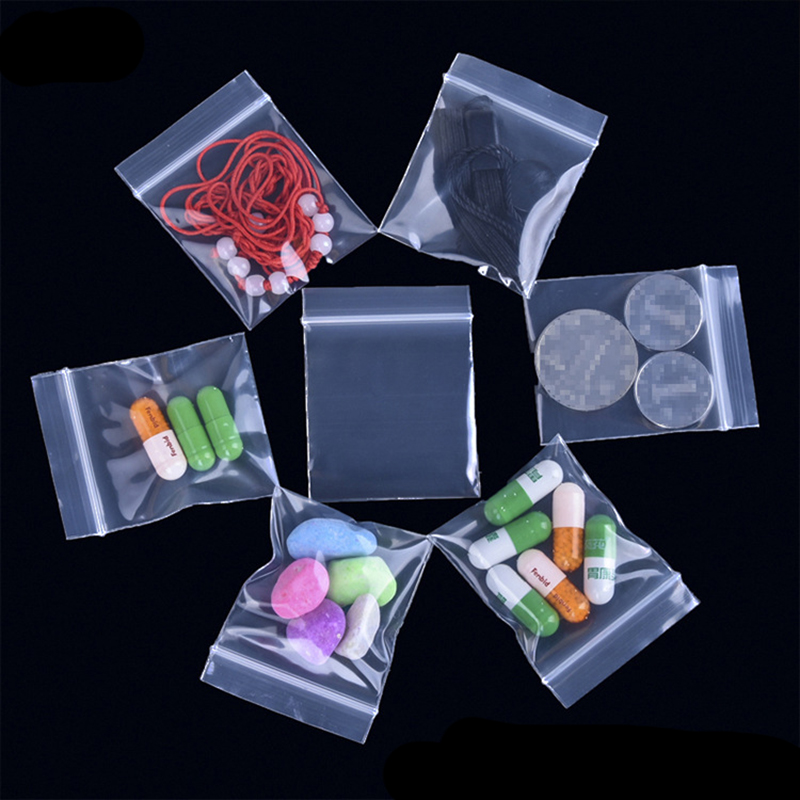 100 Pcs Hersluitbare Zip Lock Tassen Zelf Seal Clear Plastic Poly Ziplock Bag Food Storage Pakket Hersluitbare Vacuüm Verse Zak
