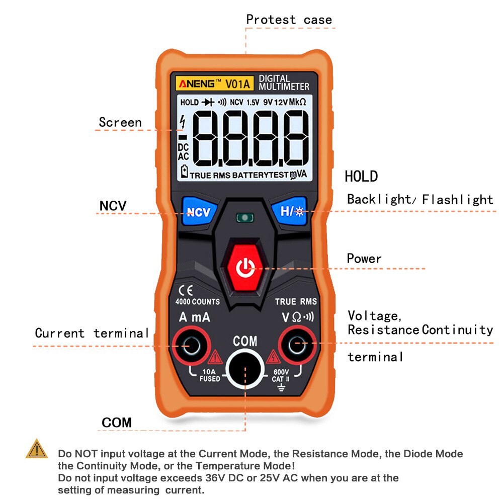 Digital Multimeter DC AC Voltmeter Current Tester Meter with Diode Continuity Test Automatic Multi Function Anti-Burn _WK