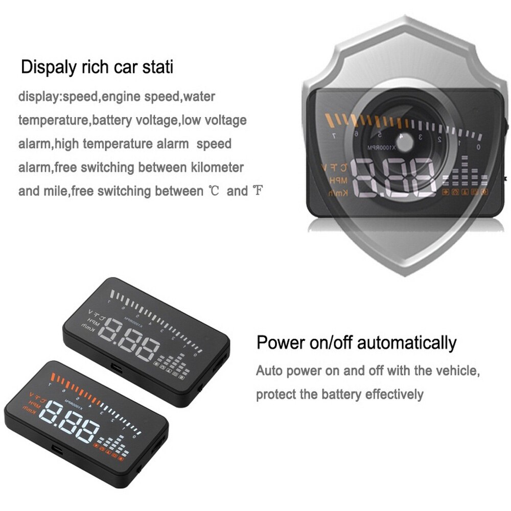 Car Head-up Display Universal Auto Windshield Projector OBD Car Alarm Car Hud Head Up Display