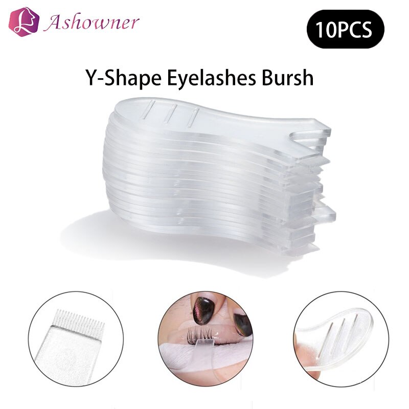 Extension de cils en Silicone en forme de Y, 10 pièces/lot, recourbe-cils, outil de brosse de greffage, coussinet de permanente