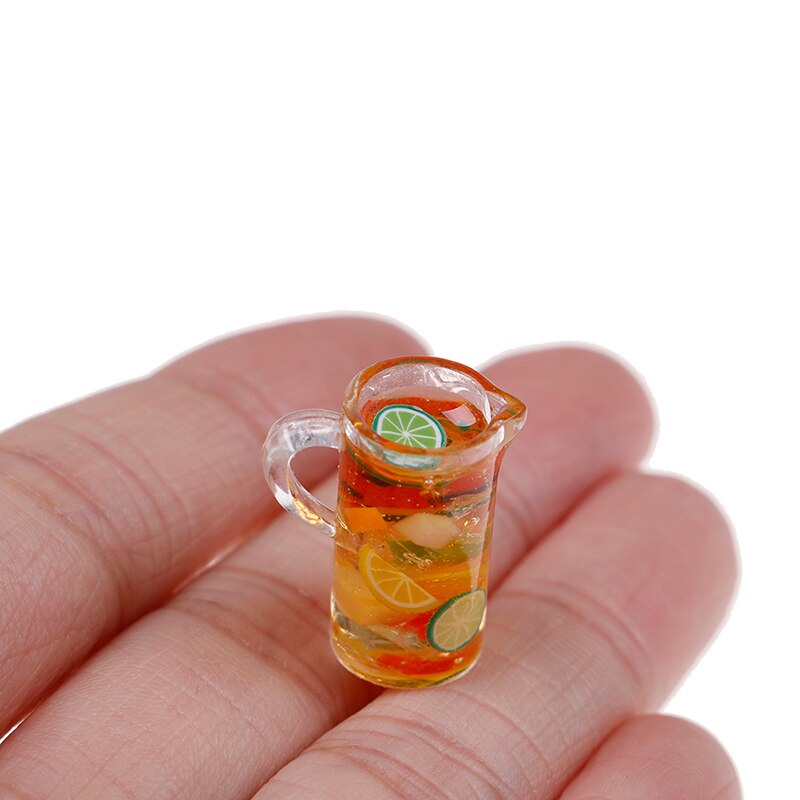 1/12 Dollhouse Miniature Accessories Mini Resin Fruit Tea Cup Simulation Miniature Drinks Model Toy Doll Home Decoration 1Pc