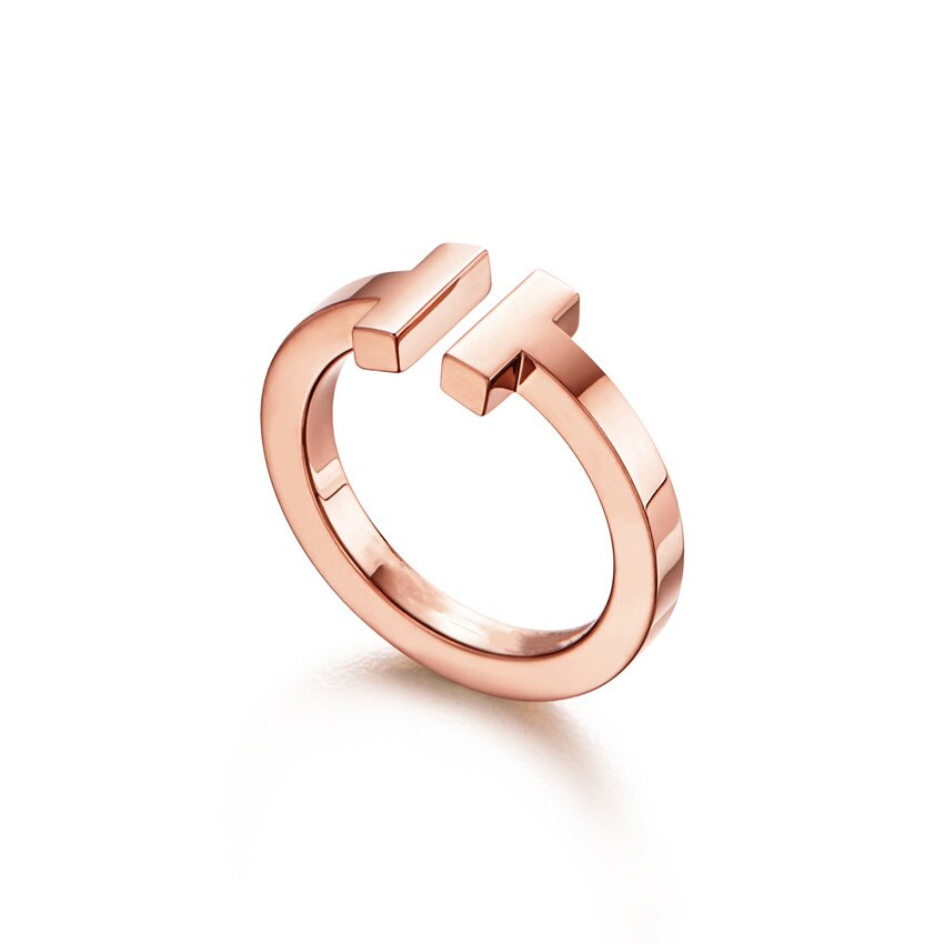 Anillo doble de aniversario para parejas, estilo novedoso: 7 / Rose gold