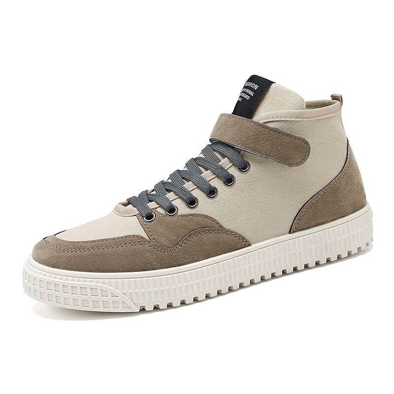 Herr vulkanisera skor tecknade sneakers höga skor för män fritidsskor halkfria manliga snörskor män skor tenis tecknad: Kaki / 10