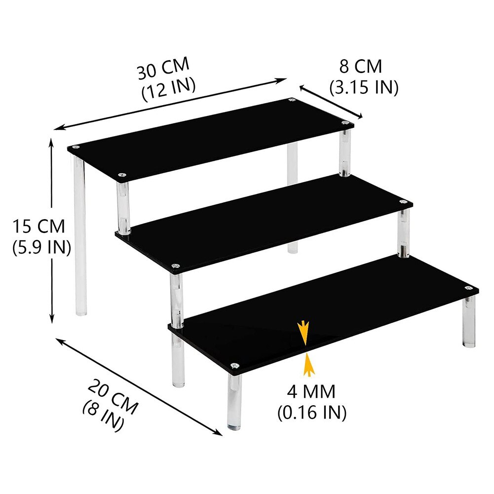 1pcs Acrylic 3 Step Ladder Display Rack Perfume Doll Model Car Ladder Display Stand Risers Shelf Party Decorations
